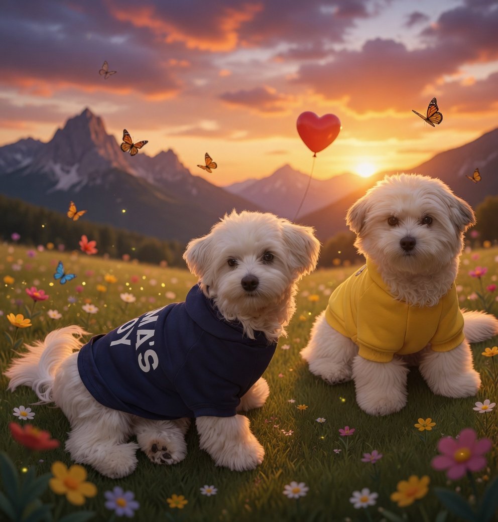 Bonnie and Bellina — Breno's two Maltese dogs